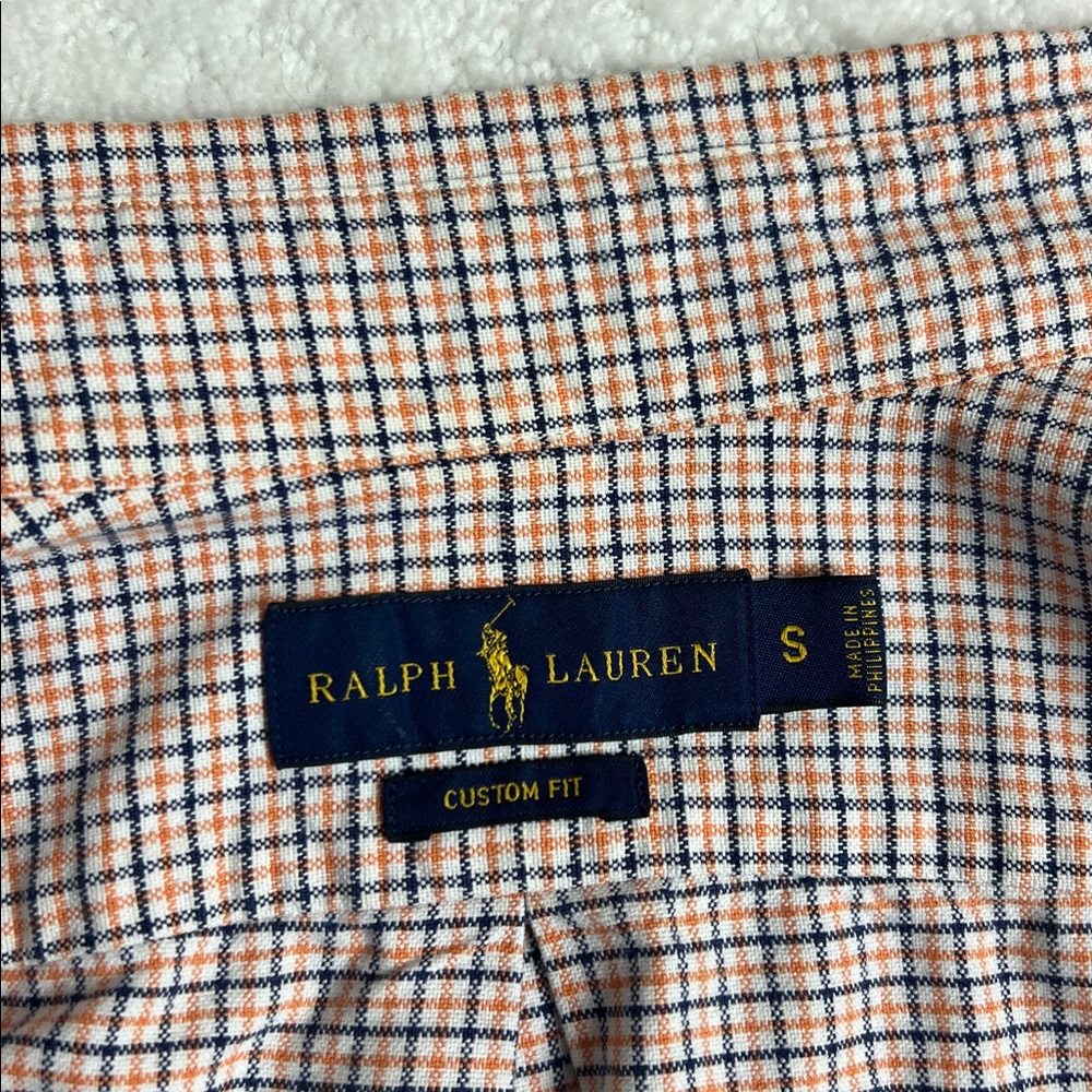 Ralph Lauren custom fit blue orange and white plaid button down shirt S - Picture 7 of 13